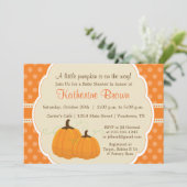 Uitnodiging van Little Pumpkin Baby shower Party (Staand voorkant)