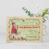 Uitnodiging van Little Red Riding Hood Party (Staand voorkant)