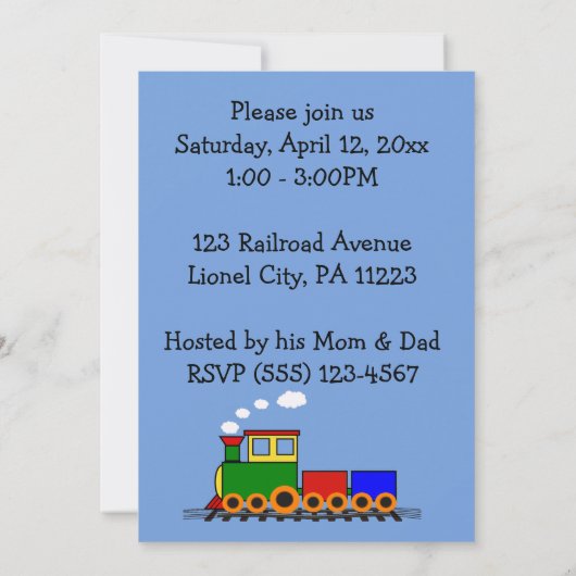 Uitnodiging van Little Train Party (Achterkant)
