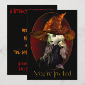 Uitnodiging van Little Witch Halloween Party (Voorkant / Achterkant)