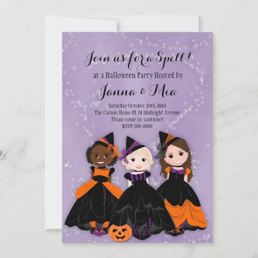 Uitnodiging van Little Witch Halloween Party (Voorkant)
