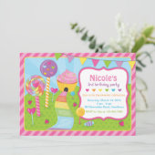 Uitnodiging van Lollipop/uitnodiging van Candyland (Staand voorkant)