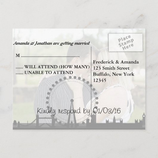 Uitnodiging van Londen met het oog op het huwelijk (Achterkant)