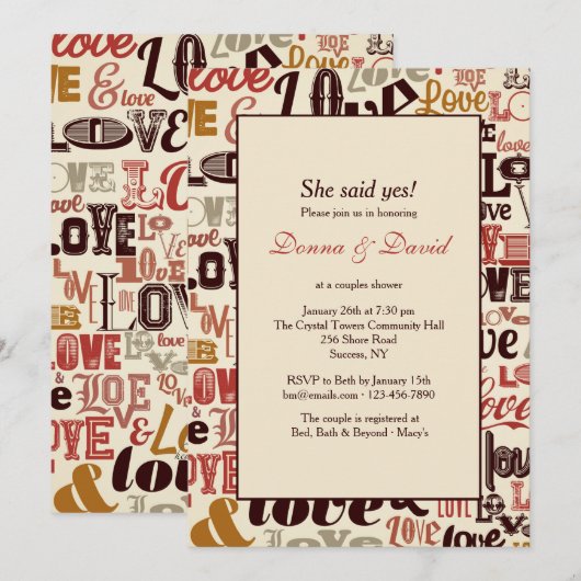 Uitnodiging van Love Words (Voorkant / Achterkant)