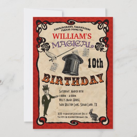 Uitnodiging van Magic Party (Voorkant)