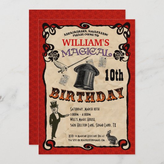 Uitnodiging van Magic Party (Voorkant / Achterkant)