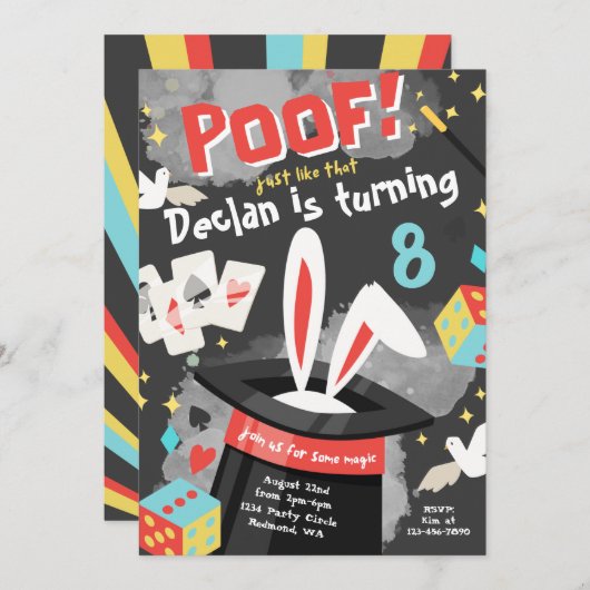 Uitnodiging van Magic Party | Uitnodiging van Magi (Voorkant / Achterkant)