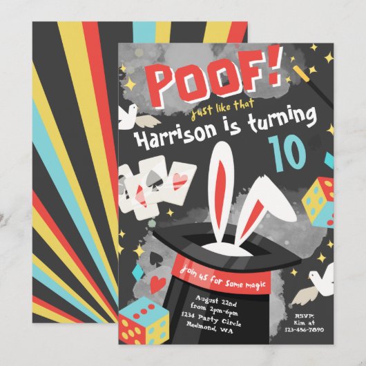 Uitnodiging van Magic Party | Uitnodiging van Magi (Voorkant / Achterkant)