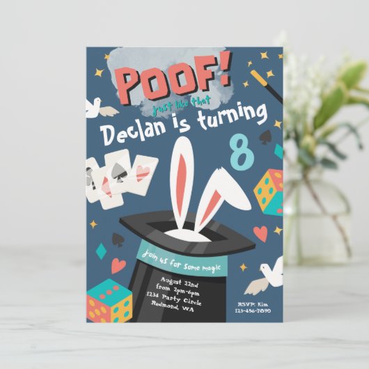 Uitnodiging van Magic Party | Uitnodiging van Magi (Staand voorkant)