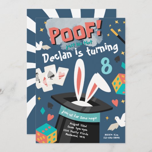 Uitnodiging van Magic Party | Uitnodiging van Magi (Voorkant / Achterkant)