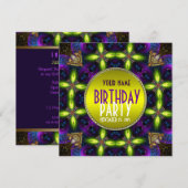 Uitnodiging van Magical Glow Adult Birthday Party (Voorkant / Achterkant)