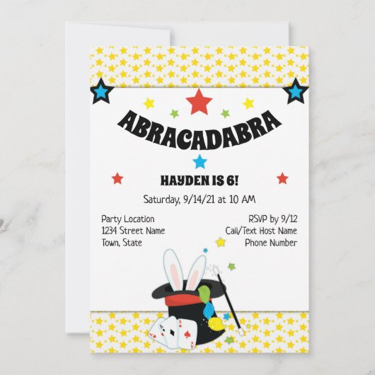 Uitnodiging van Magicia Birthday (Voorkant)