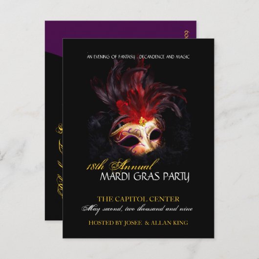 uitnodiging van Mardi Gras (Voorkant / Achterkant)