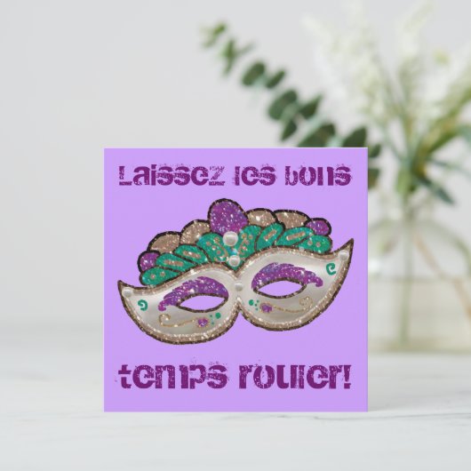 uitnodiging van Mardi Gras (Staand voorkant)