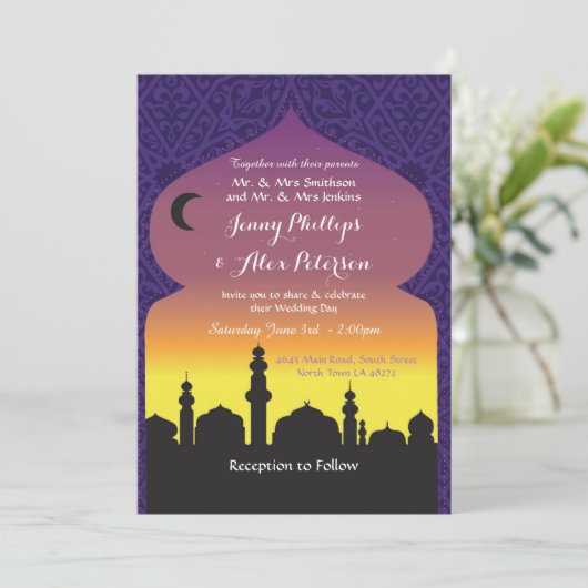 Uitnodiging van Marokkaanse Arabische Night Weddin (Staand voorkant)