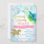 uitnodiging van Mermaid and Unicorn Birthday (Voorkant)