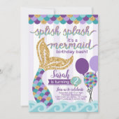 uitnodiging van Mermaid Birthday Party (Voorkant)