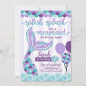 uitnodiging van Mermaid Birthday Party (Voorkant)