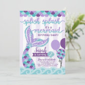 uitnodiging van Mermaid Birthday Party (Staand voorkant)