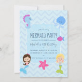uitnodiging van Mermaid themed Birthday Party (Voorkant)
