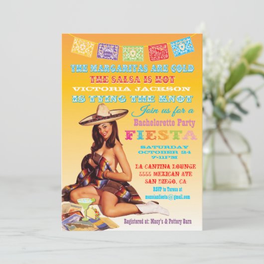 Uitnodiging van Mexicaanse Fiesta Bachelorette (Staand voorkant)