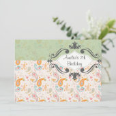  uitnodiging van Mint Paisley Birthday (Staand voorkant)