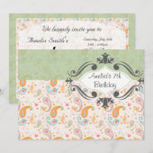  uitnodiging van Mint Paisley Birthday (Voorkant / Achterkant)