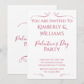 Uitnodiging van moderne roze witte Palentinedag (Voorkant / Achterkant)