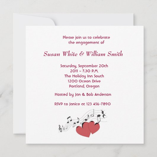 Uitnodiging van Music Lover's Engagement Party (Achterkant)