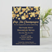 Uitnodiging van Navy Champagne Bubbles Engagement  (Staand voorkant)