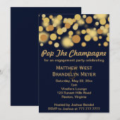 Uitnodiging van Navy Champagne Bubbles Engagement  (Voorkant / Achterkant)