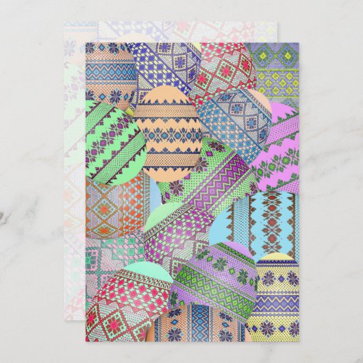 Uitnodiging van Oekraïense paaseieren (Pysanky) (Voorkant / Achterkant)