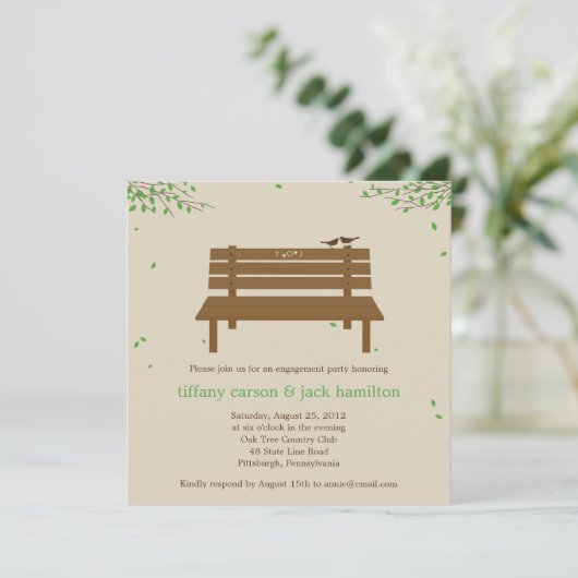 Uitnodiging van onze Bench Engagement Party (Staand voorkant)