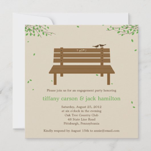 Uitnodiging van onze Bench Engagement Party (Voorkant)