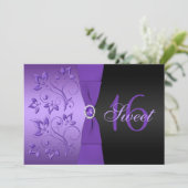 Uitnodiging van Paars- en zwarte zweet-zestien-par (Staand voorkant)