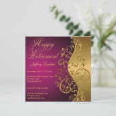 Uitnodiging van Paarse en Gold Retirement Party (Staand voorkant)