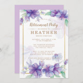 Uitnodiging van Paarse en Gold Retirement Party (Voorkant / Achterkant)