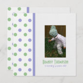 Uitnodiging van Paarse en groene Poolse Dot Party (Voorkant / Achterkant)