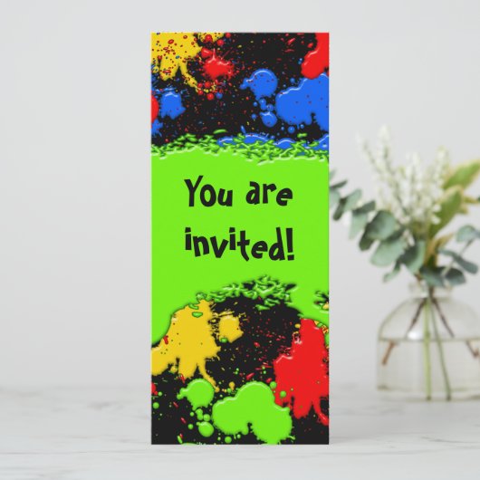 Uitnodiging van Paint Ball (Staand voorkant)