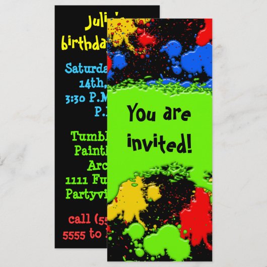 Uitnodiging van Paint Ball (Voorkant / Achterkant)