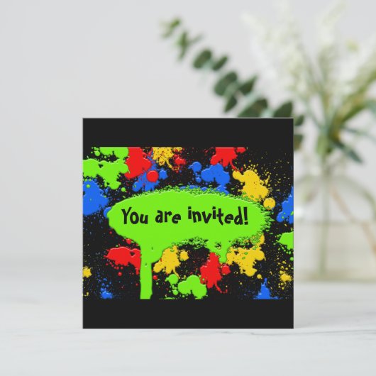 Uitnodiging van Paint Ball (Staand voorkant)