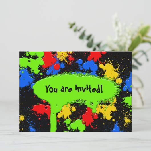 Uitnodiging van Paint Ball (Staand voorkant)