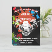 Uitnodiging van Paintball Birthday Party (Staand voorkant)