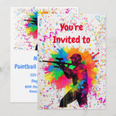 Uitnodiging van Paintball Birthday Party (Voorkant / Achterkant)