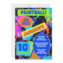 Uitnodiging van Paintball Birthday Party
