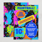 Uitnodiging van Paintball Birthday Party (Voorkant / Achterkant)