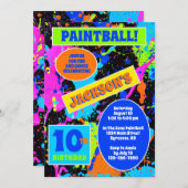 Uitnodiging van Paintball Birthday Party (Voorkant / Achterkant)