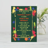 Uitnodiging van Paintball Birthday Party (Staand voorkant)