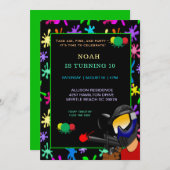 Uitnodiging van Paintball Birthday Party (Voorkant / Achterkant)