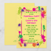 Uitnodiging van Paintball Birthday Party (Voorkant / Achterkant)